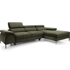 Garnero Arredamenti Divano letto regolabile angolare destra 4 posti 288x182cm tessuto verde oliva Loungey Tessuto Vellutato Vogue Verde Oliva Sale