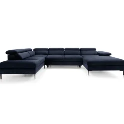 Garnero Arredamenti Divano letto regolabile angolare sinistro 5 posti 353x214cm tessuto blu Calmora Tessuto Vellutato Vogue Blu Clearance