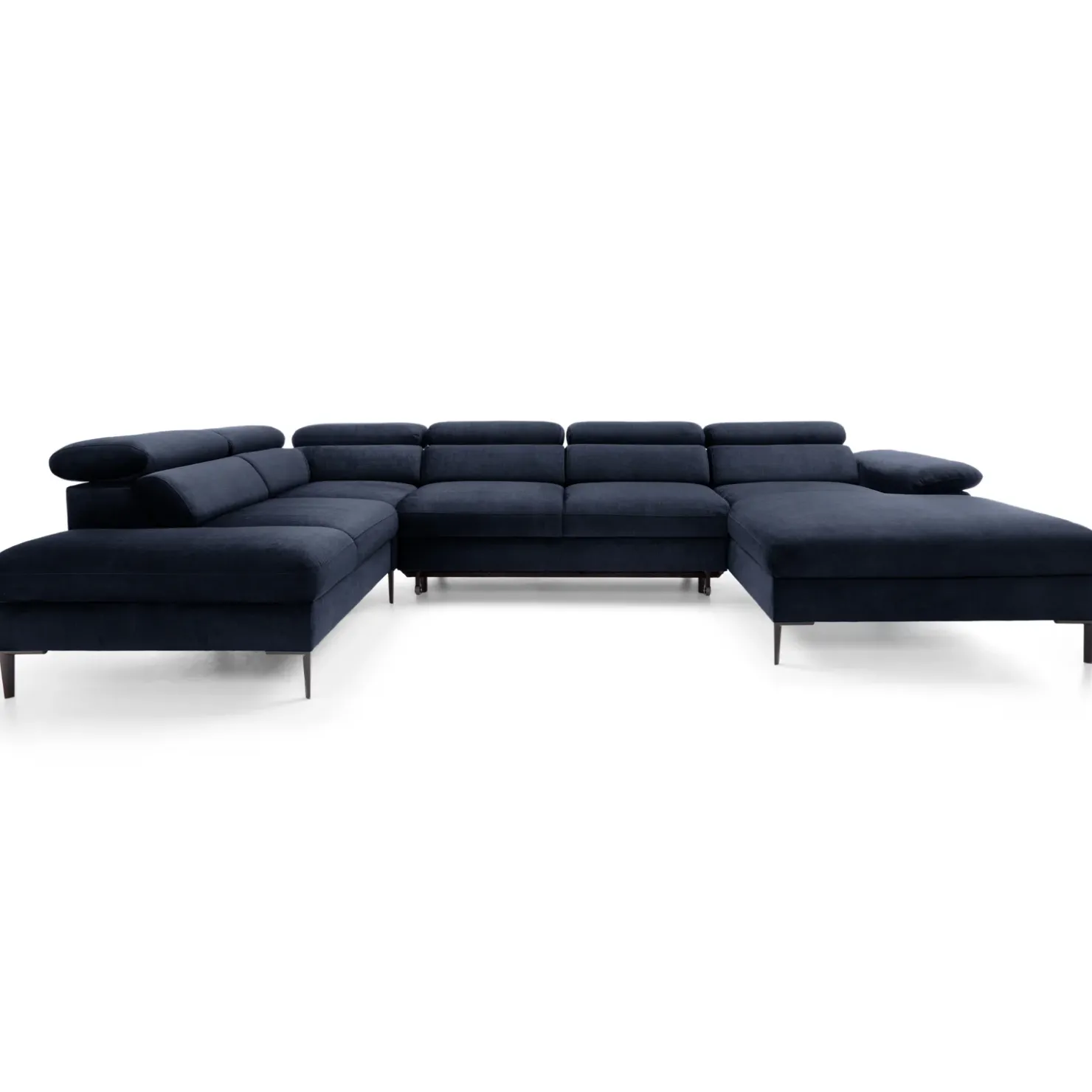 Garnero Arredamenti Divano letto regolabile angolare sinistro 5 posti 353x214cm tessuto blu Calmora Tessuto Vellutato Vogue Blu Clearance