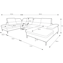 Garnero Arredamenti Divano letto regolabile angolare sinistro 5 posti 353x214cm tessuto blu Calmora Tessuto Vellutato Vogue Blu Clearance