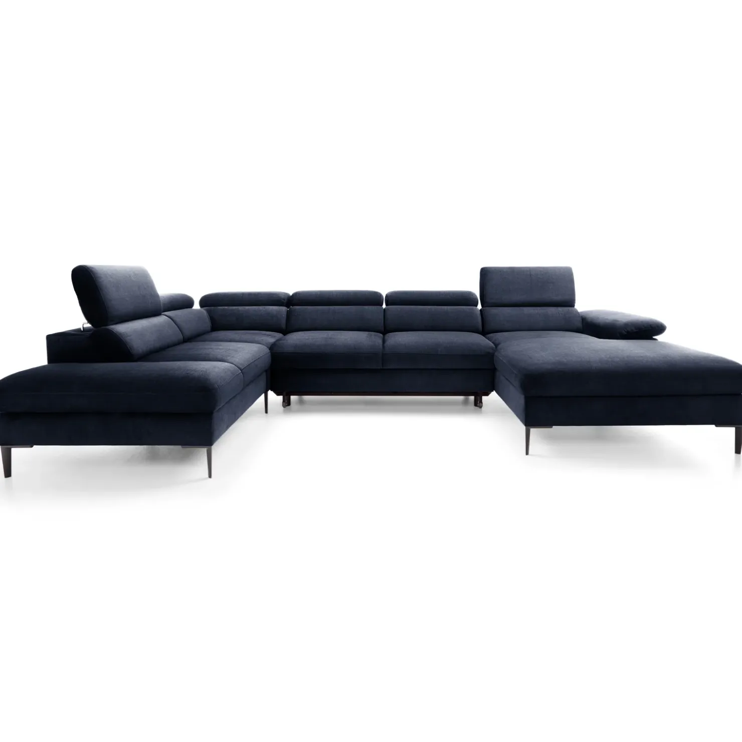 Garnero Arredamenti Divano letto regolabile angolare sinistro 5 posti 353x214cm tessuto blu Calmora Tessuto Vellutato Vogue Blu Clearance