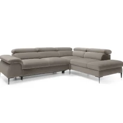 Garnero Arredamenti Divano letto regolabile angolare destra 5 posti 280x214cm tessuto tortora Snuggity Tessuto Vellutato Vogue Tortora Online