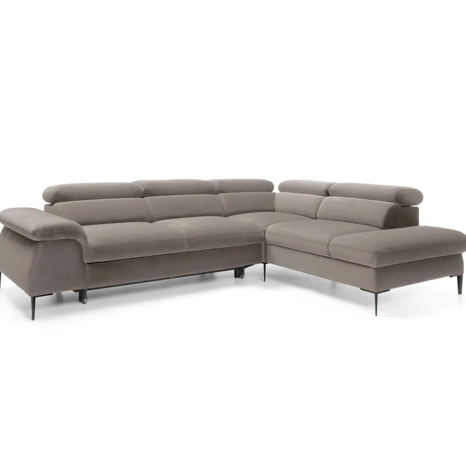 Garnero Arredamenti Divano letto regolabile angolare destra 5 posti 280x214cm tessuto tortora Snuggity Tessuto Vellutato Vogue Tortora Online