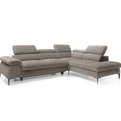 Garnero Arredamenti Divano letto regolabile angolare destra 5 posti 280x214cm tessuto tortora Snuggity Tessuto Vellutato Vogue Tortora Online