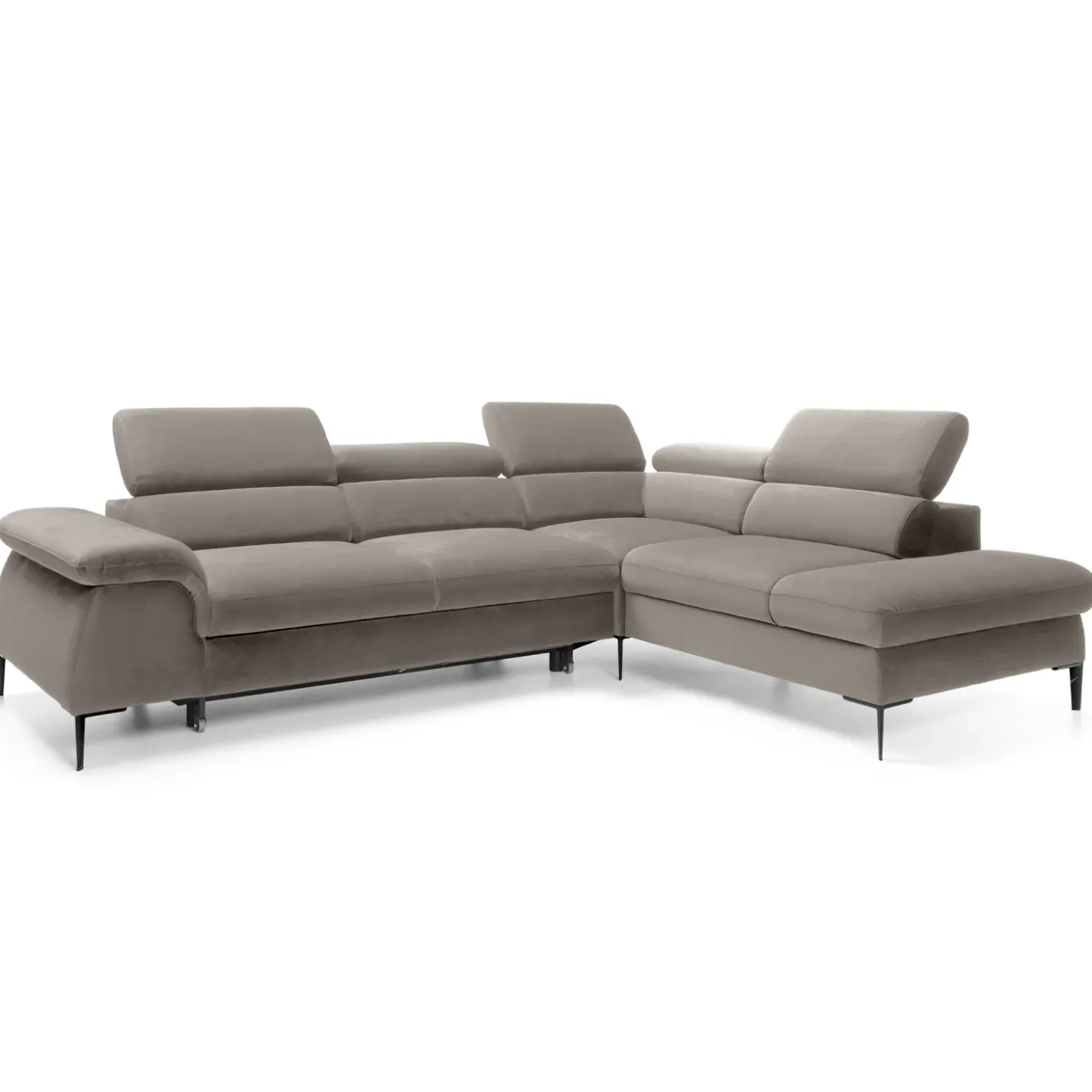 Garnero Arredamenti Divano letto regolabile angolare destra 5 posti 280x214cm tessuto tortora Snuggity Tessuto Vellutato Vogue Tortora Online