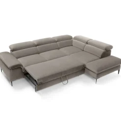 Garnero Arredamenti Divano letto regolabile angolare destra 5 posti 280x214cm tessuto tortora Snuggity Tessuto Vellutato Vogue Tortora Online
