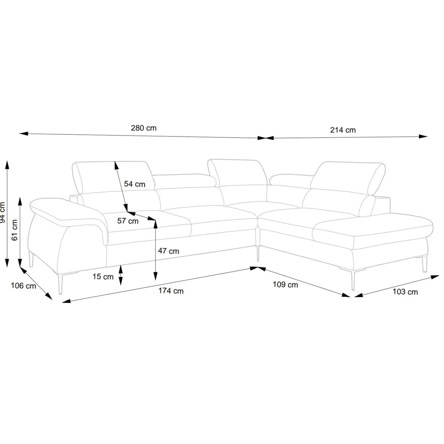 Garnero Arredamenti Divano letto regolabile angolare destra 5 posti 280x214cm tessuto tortora Snuggity Tessuto Vellutato Vogue Tortora Online