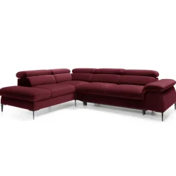Garnero Arredamenti Divano letto regolabile angolare sinistra 5 posti 280x214cm tessuto rosso bordeaux Snuggity Tessuto Vellutato Vogue Bordeaux Discount