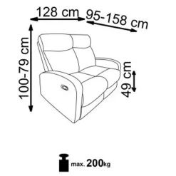 Garnero Arredamenti Divano moderno 2 posti reclinabile 128cm tessuto beige Denar 2 Best