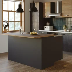 Garnero Arredamenti Isola cucina centrale 155x90cm 3 ante grigio antracite opaco con piano rovere Gourmet Antracite - Rovere Sale