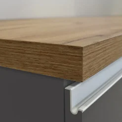 Garnero Arredamenti Isola cucina centrale 155x90cm 3 ante grigio antracite opaco con piano rovere Gourmet Antracite - Rovere Sale