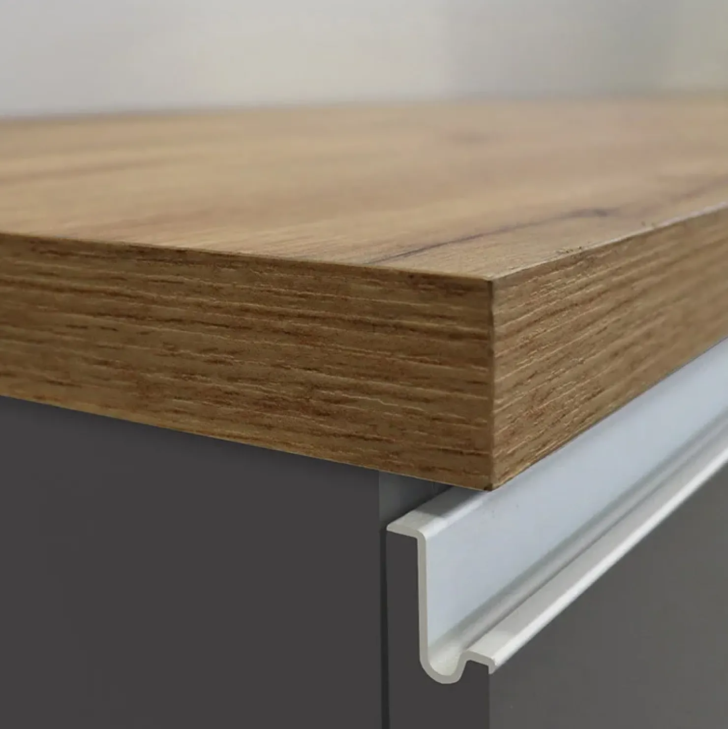 Garnero Arredamenti Isola cucina centrale 155x90cm 3 ante grigio antracite opaco con piano rovere Gourmet Antracite - Rovere Sale