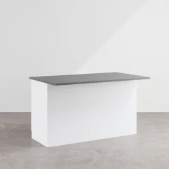 Garnero Arredamenti Isola cucina centrale 155x90cm 3 ante bianco laccato con piano grigio effetto pietra Gourmet Bianco Lucido - Grigio pietra Online