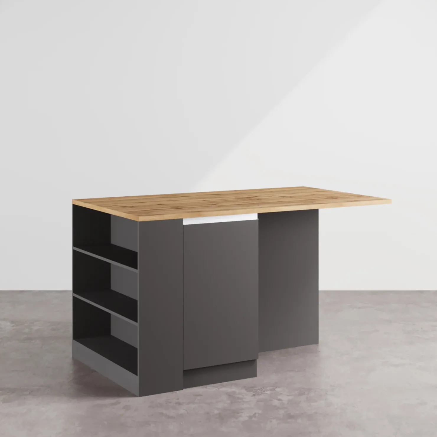 Garnero Arredamenti Isola cucina centrale 160x90cm 2 ante e vani antracite opaco con piano rovere Gourmet Antracite - Rovere Outlet