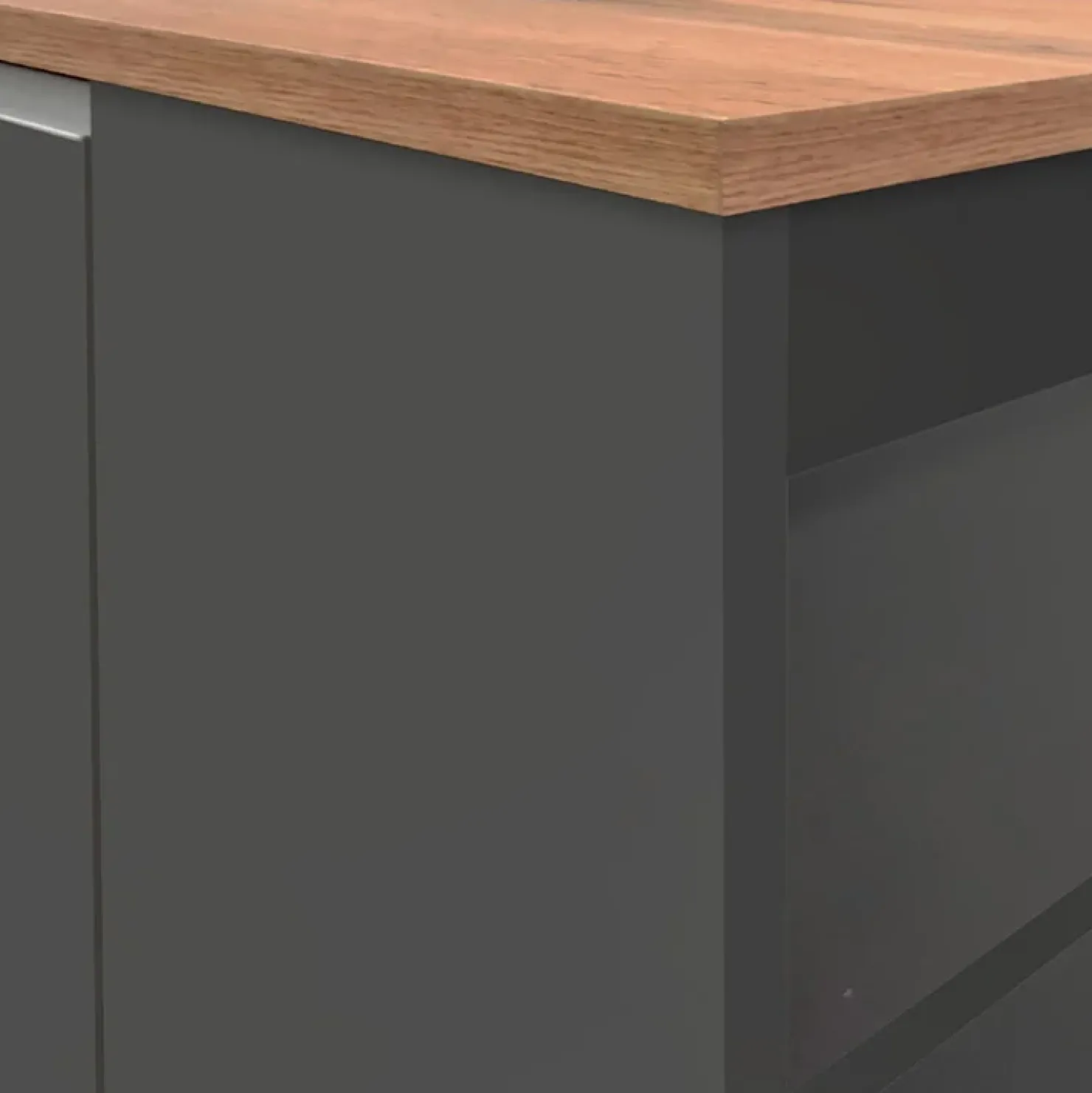 Garnero Arredamenti Isola cucina centrale 160x90cm 2 ante e vani antracite opaco con piano rovere Gourmet Antracite - Rovere Outlet