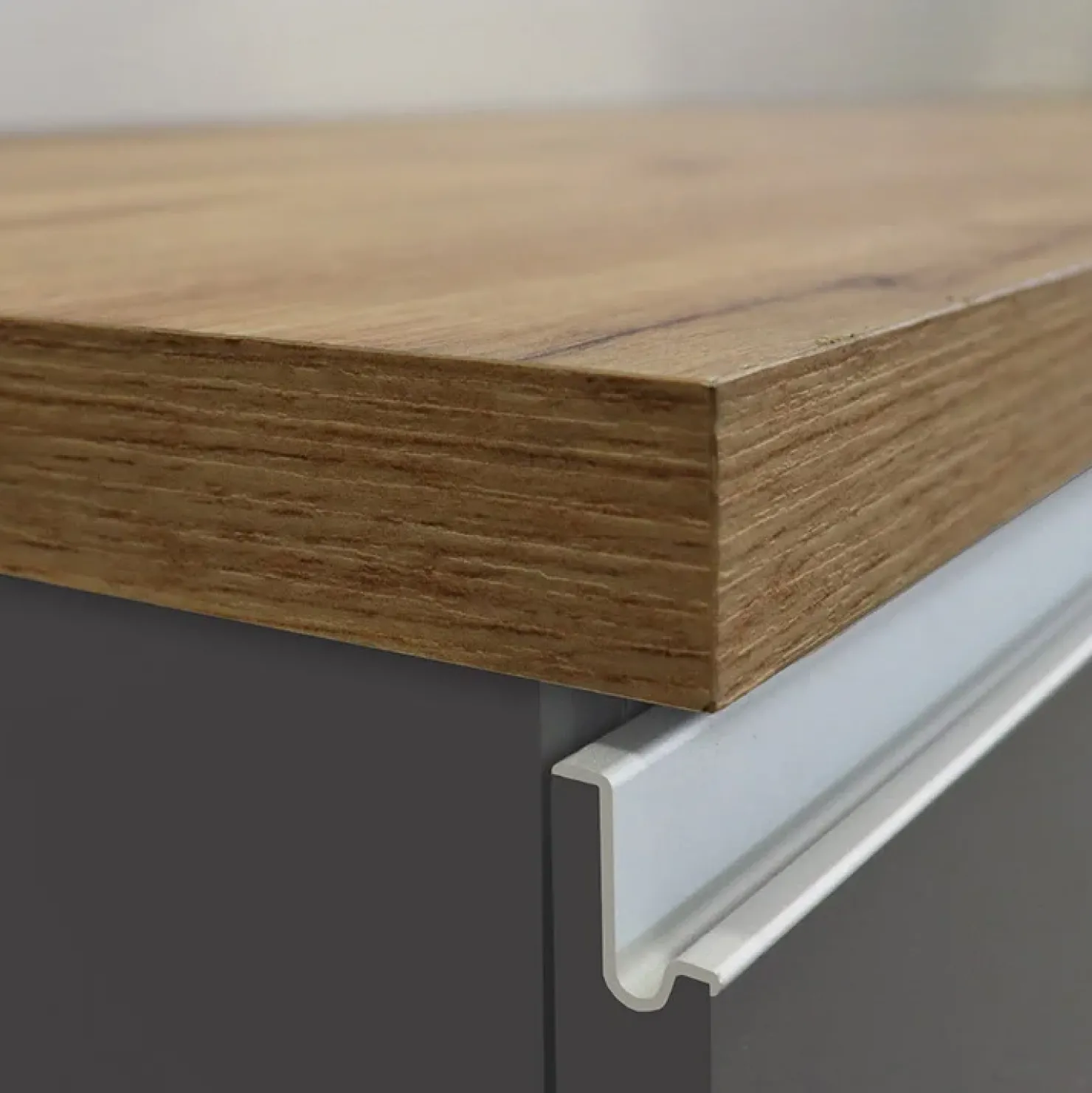 Garnero Arredamenti Isola cucina centrale 160x90cm 2 ante e vani antracite opaco con piano rovere Gourmet Antracite - Rovere Outlet