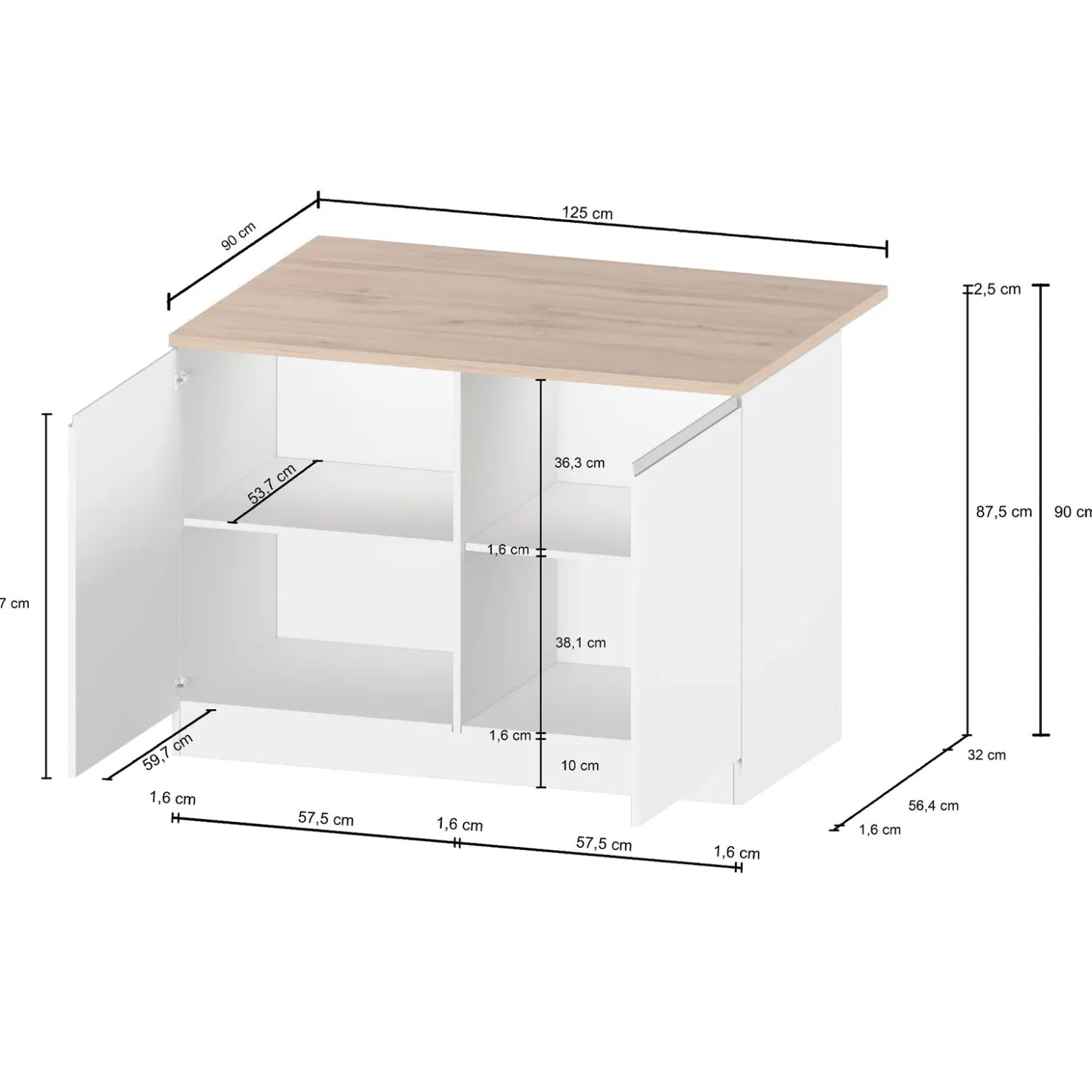 Garnero Arredamenti Isola cucina centrale 125x90cm antracite piano grigio pietra Gourmet Antracite - Grigio pietra Online