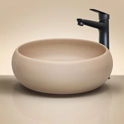 Garnero Arredamenti Lavabo bagno da appoggio 36x36cm ceramica cappuccino Roll Beige New