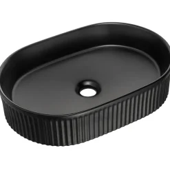 Garnero Arredamenti Lavabo bagno da appoggio 48x33cm ceramica cannettato Griffy Nero Clearance