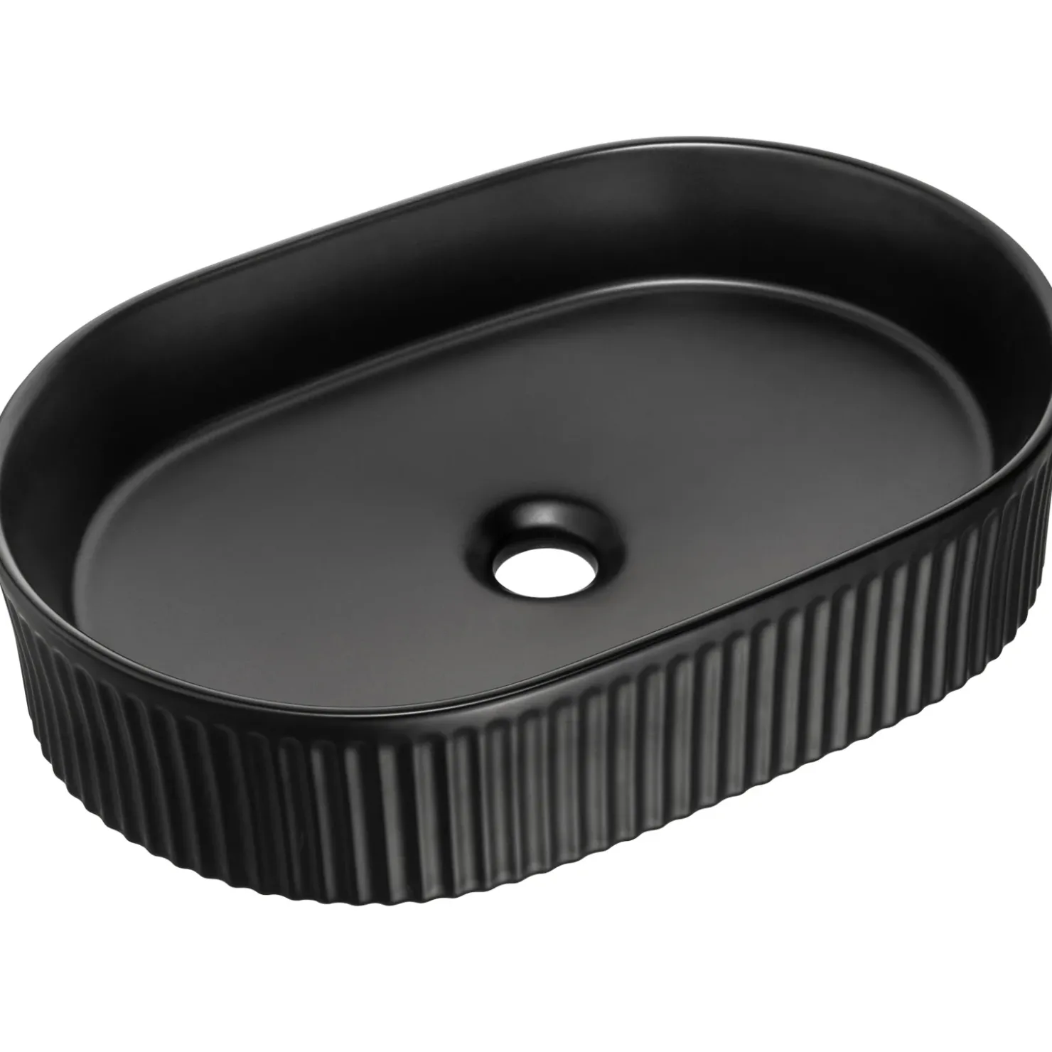 Garnero Arredamenti Lavabo bagno da appoggio 48x33cm ceramica cannettato Griffy Nero Clearance