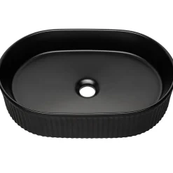 Garnero Arredamenti Lavabo bagno da appoggio 48x33cm ceramica cannettato Griffy Nero Clearance