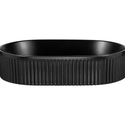 Garnero Arredamenti Lavabo bagno da appoggio 48x33cm ceramica cannettato Griffy Nero Clearance