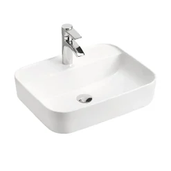 Garnero Arredamenti Lavabo bagno da appoggio 50x40cm rettangolare in ceramica bianco Arci Outlet