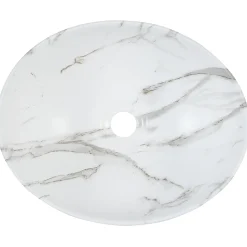 Garnero Arredamenti Lavabo bagno da appoggio 41x33cm ceramica bianco effetto marmo Marmy Online