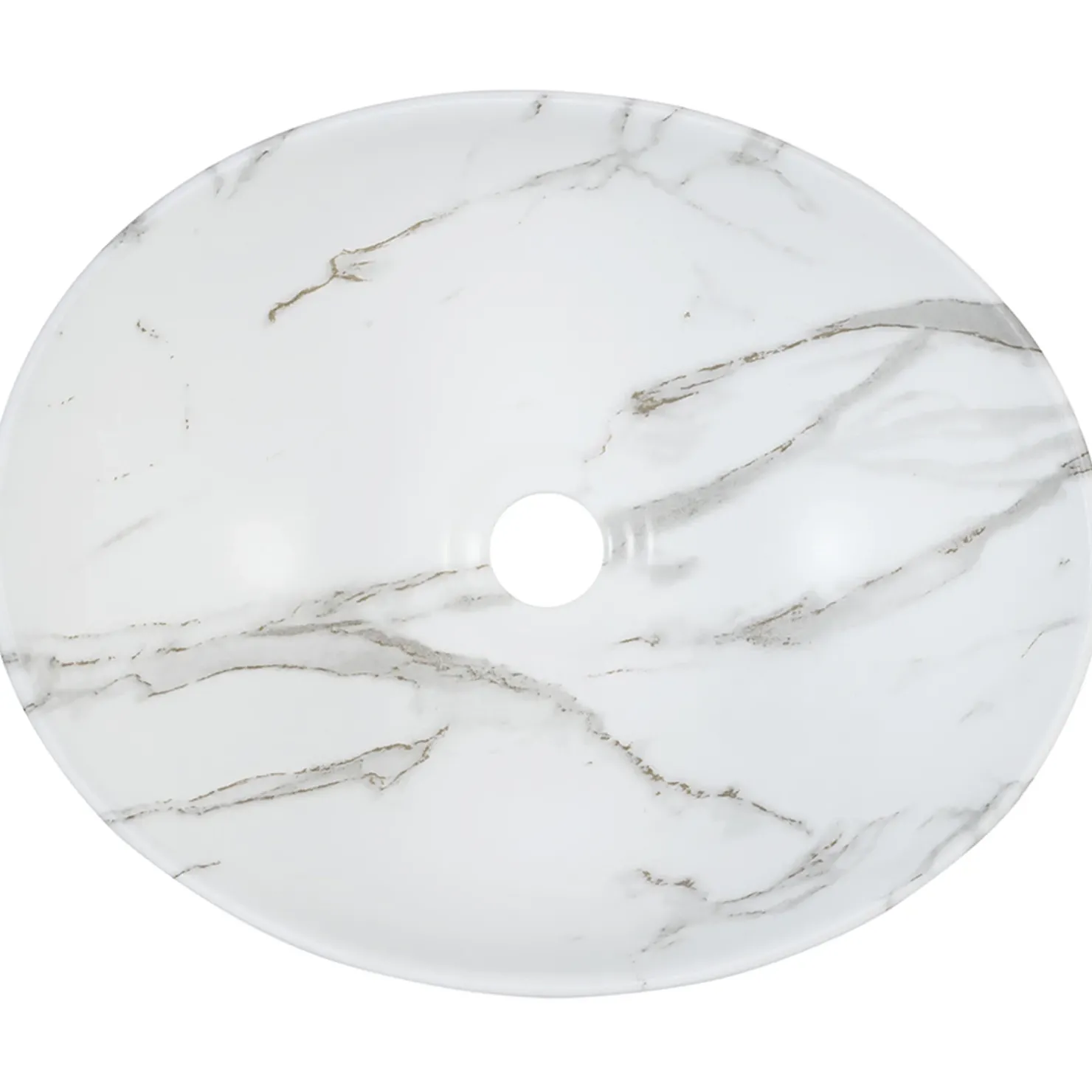 Garnero Arredamenti Lavabo bagno da appoggio 41x33cm ceramica bianco effetto marmo Marmy Online