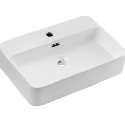 Garnero Arredamenti Lavabo bagno da appoggio 55x38cm ceramica Spigol Bianco Best