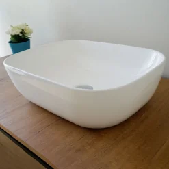 Garnero Arredamenti Lavabo bagno da appoggio 46x32cm in ceramica bianco lucido Frejus Outlet