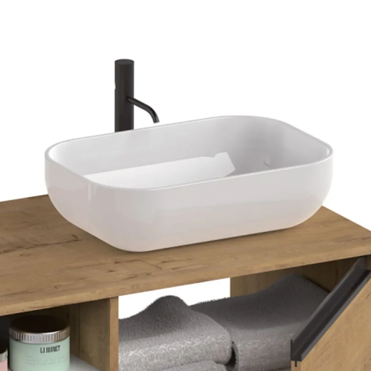 Garnero Arredamenti Lavabo bagno da appoggio 46x32cm in ceramica bianco lucido Frejus Outlet
