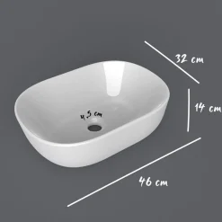 Garnero Arredamenti Lavabo bagno da appoggio 46x32cm in ceramica bianco lucido Frejus Outlet