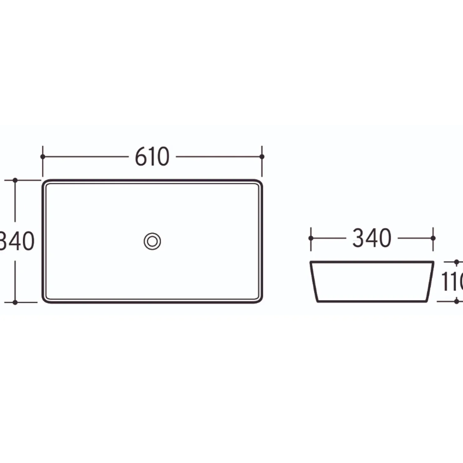 Garnero Arredamenti Lavabo bagno da appoggio 61x34cm ceramica Obscur Nero Clearance