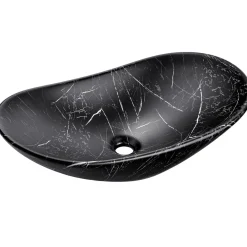 Garnero Arredamenti Lavabo bagno da appoggio 61x36cm ceramica nero Spuky