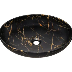 Garnero Arredamenti Lavabo bagno da appoggio 52x40cm ceramica nero oro Limpid Sale