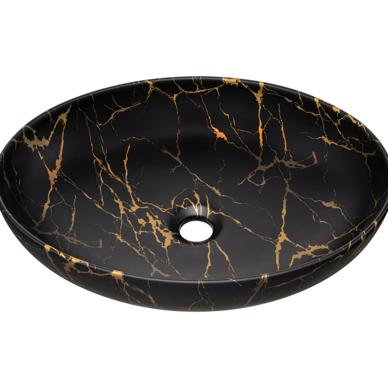 Garnero Arredamenti Lavabo bagno da appoggio 52x40cm ceramica nero oro Limpid Sale