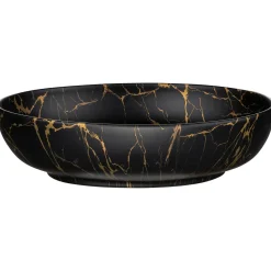 Garnero Arredamenti Lavabo bagno da appoggio 52x40cm ceramica nero oro Limpid Sale