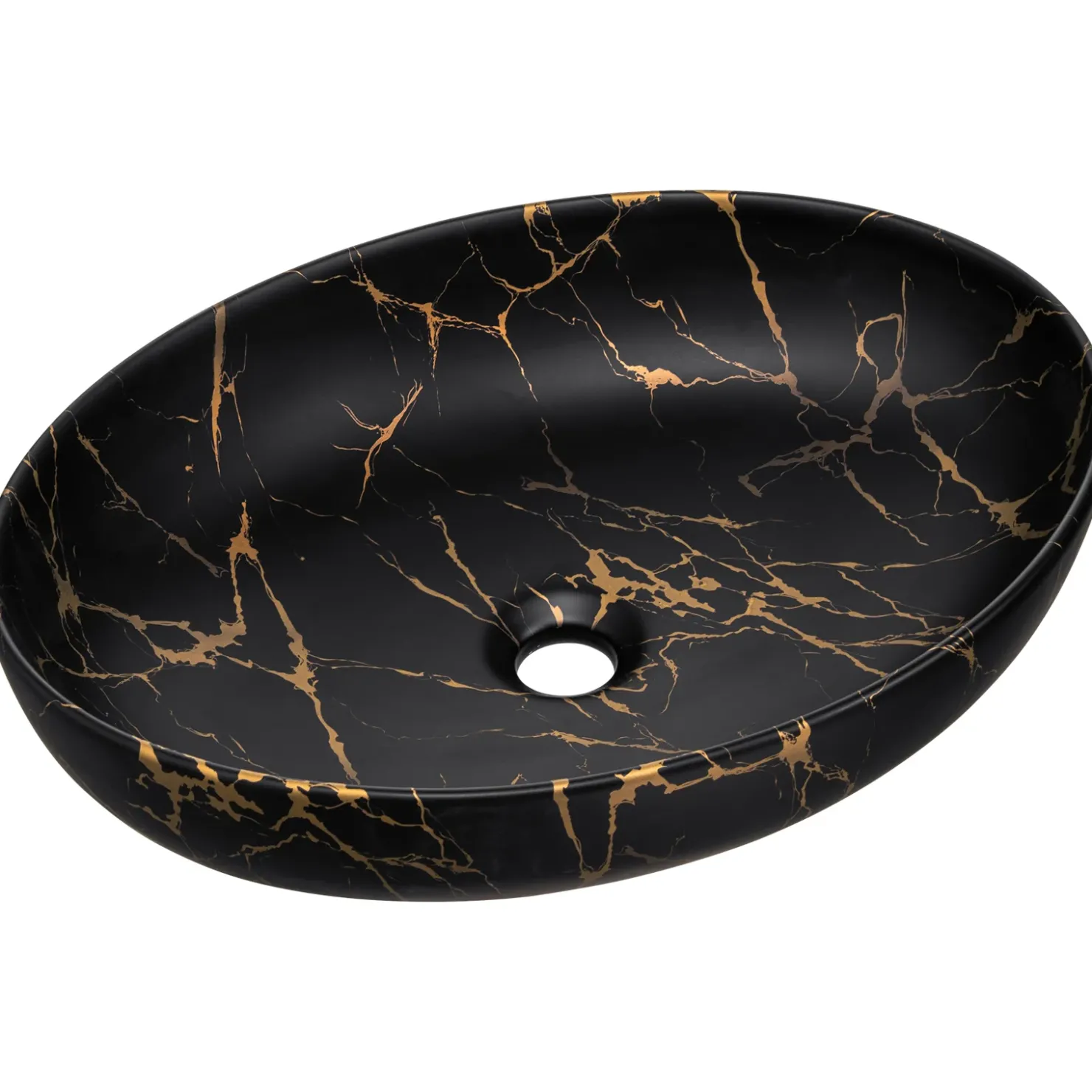 Garnero Arredamenti Lavabo bagno da appoggio 52x40cm ceramica nero oro Limpid Sale