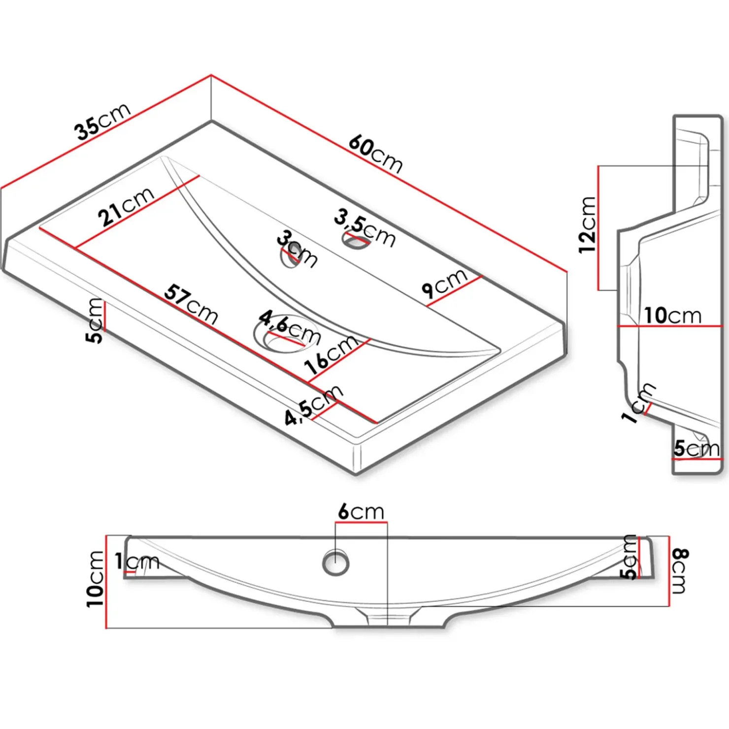 Garnero Arredamenti Lavabo bagno da incasso 60x35cm conglomerato bianco Bolla Online