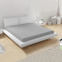 Garnero Arredamenti Lenzuolo francese con angoli in cotone bio 140x200cm grigio Rolla New