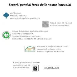 Garnero Arredamenti Lenzuolo oversize con angoli in cotone bio 180x200cm bianco Rolla Best