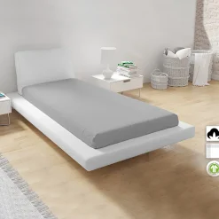 Garnero Arredamenti Lenzuolo singolo con angoli in cotone bio 90x200cm grigio Rolla New