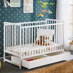 Garnero Arredamenti Lettino con materasso bambini neonati culla cassetto 65x124cm bianco Destiny Discount