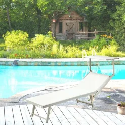 Garnero Arredamenti Lettino da giardino 59x186cm in textilene Malaga Bianco Best