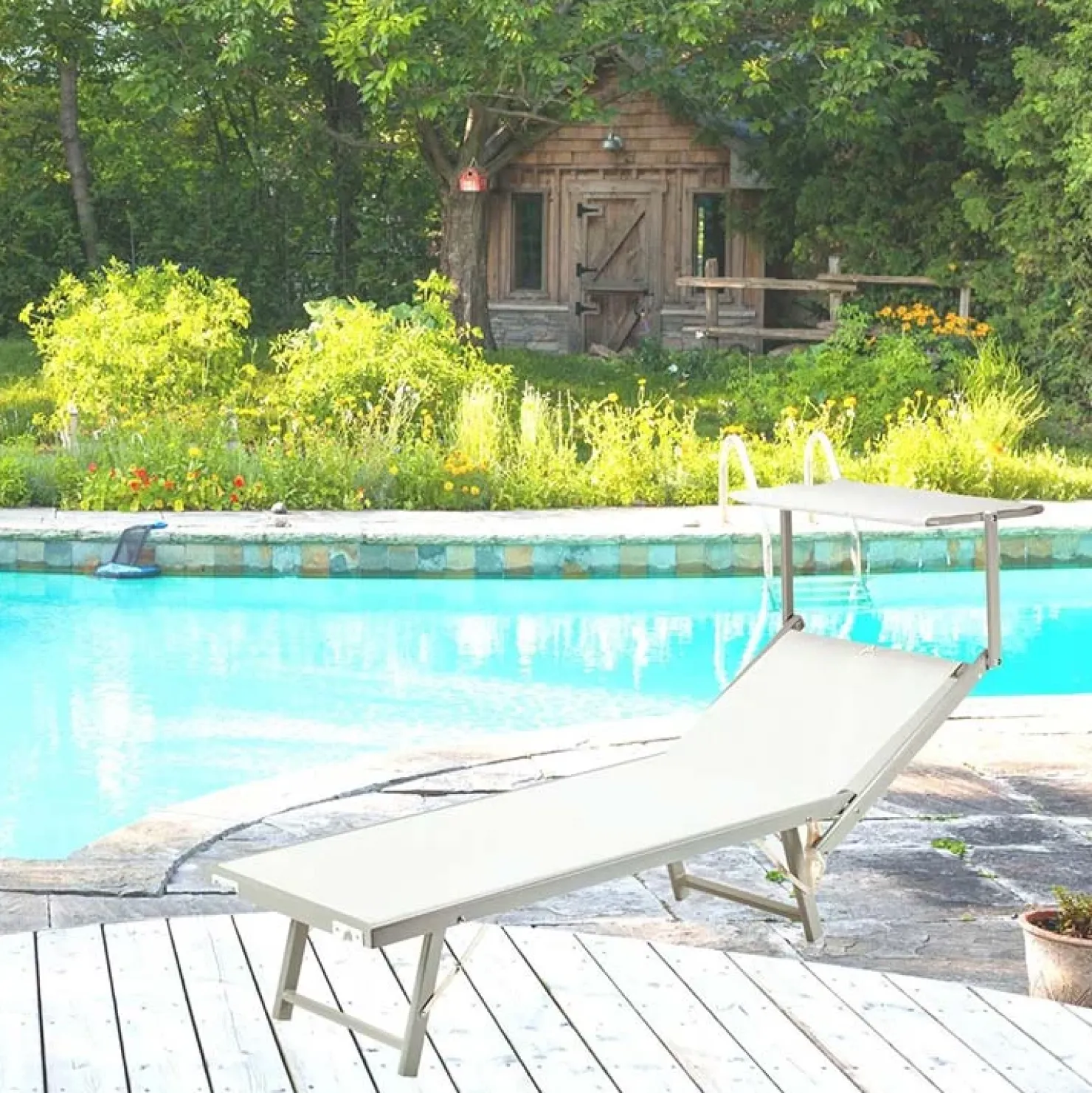 Garnero Arredamenti Lettino da giardino 59x186cm in textilene Malaga Bianco Best