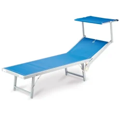 Garnero Arredamenti Lettino da giardino 59x186cm in textilene blu Malaga Azzurro Discount