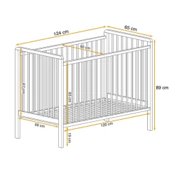 Garnero Arredamenti Lettino per bambini con materasso 65x124cm bianco Shine New