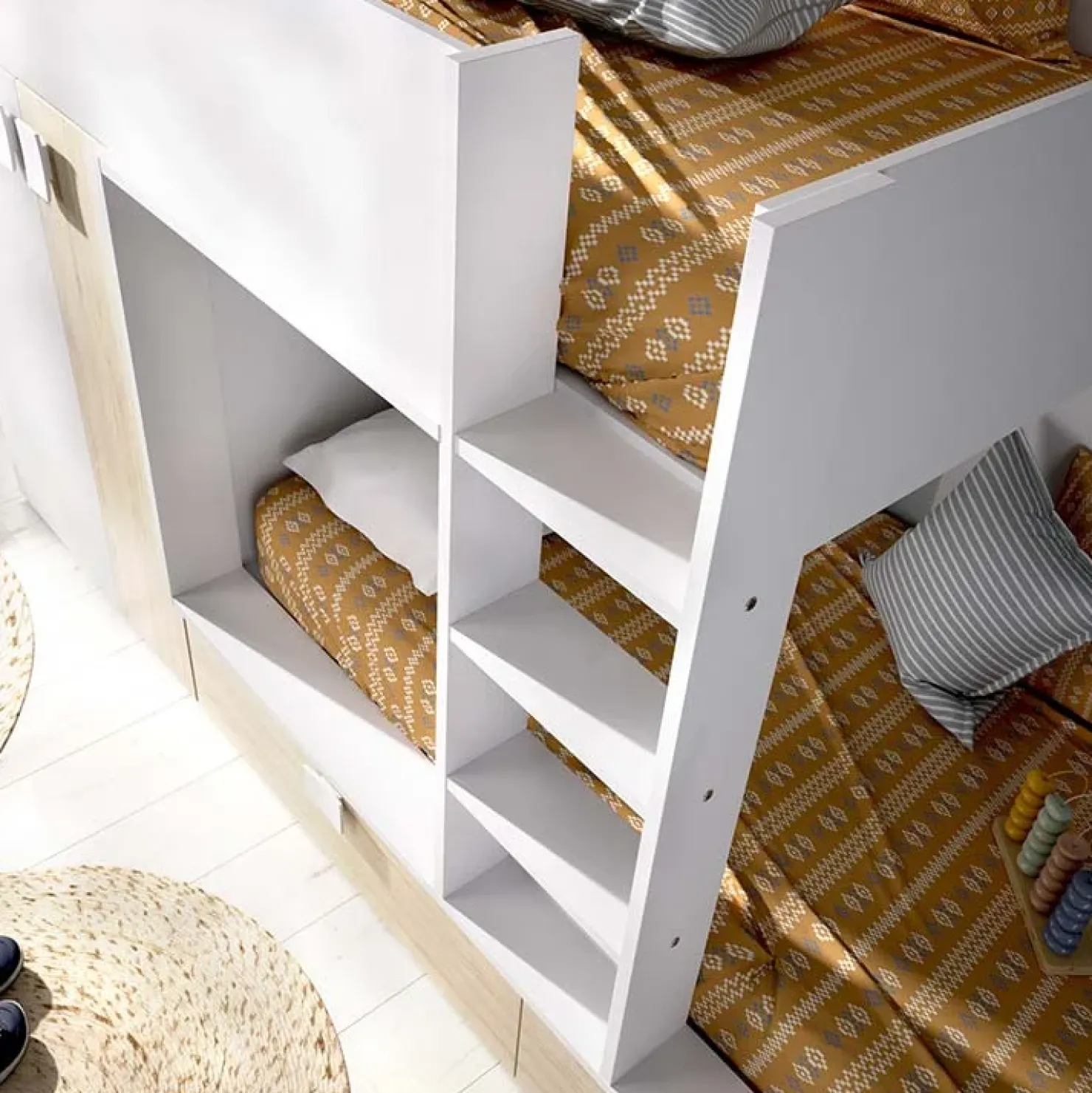 Garnero Arredamenti Letto a castello con armadio 275x106cm bianco rovere Clark Hot