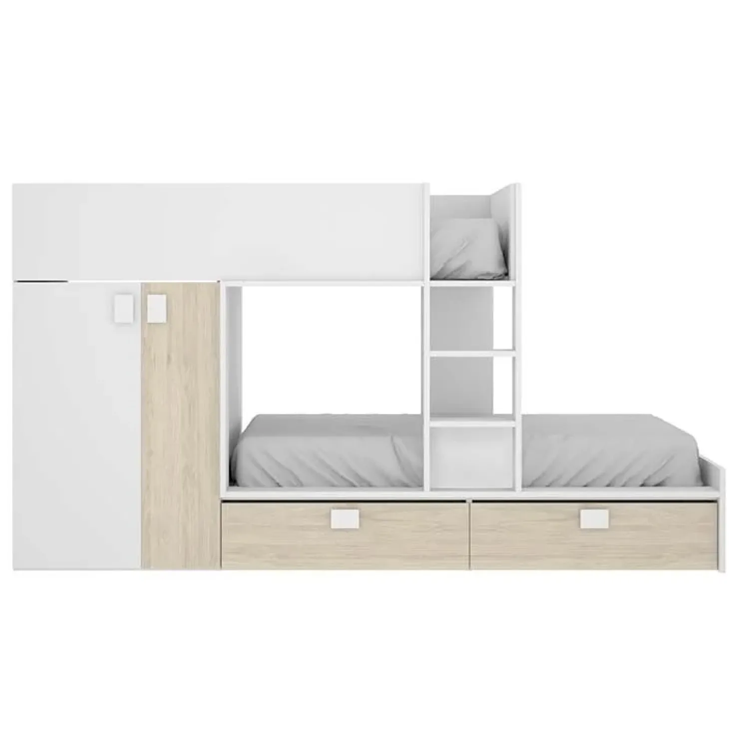 Garnero Arredamenti Letto a castello con armadio 275x106cm bianco rovere Clark Hot